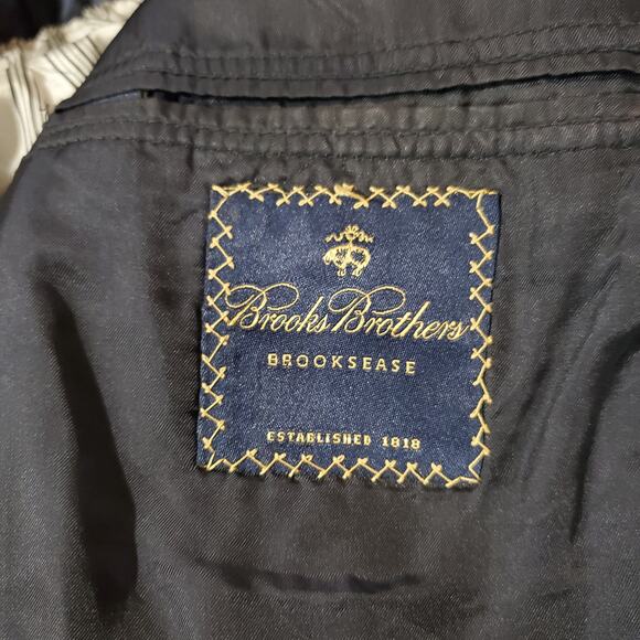 Brooks Brothers Brooksease Vtg 100% Wool Blue 2 Button Suit Jacket Mens Size 43 - Picture 10 of 14